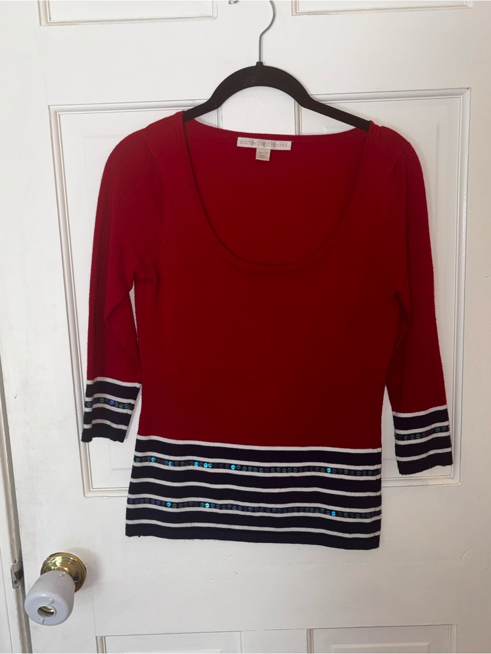 Boston Proper Women’s 4th of July scoop neck top sequin accent